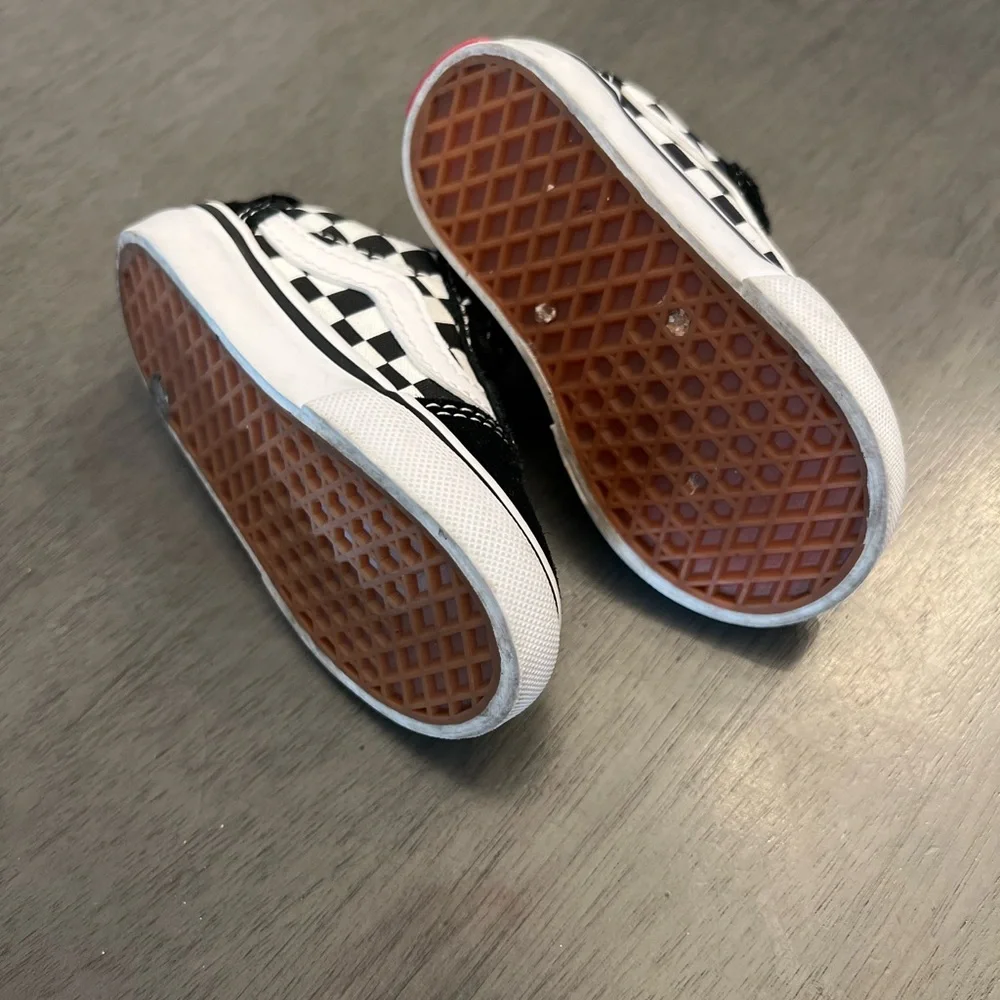 Vans Black and White Checkerboard Kids Shoes - Picture 4 of 4